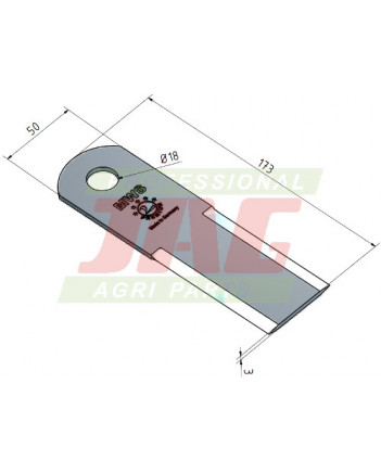 Ніж січкарні 173 x 50 x 3 mm - Ø 18 mm