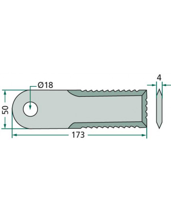  Ніж січкарні 173 x 50 x 4 mm - Ø 18 mm