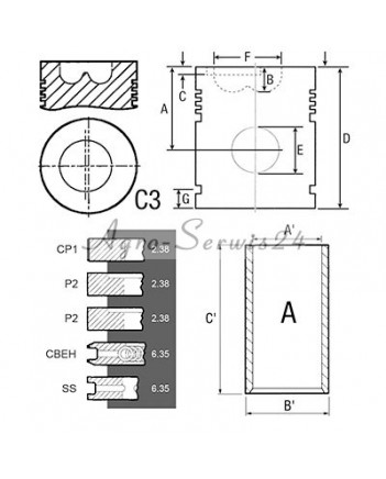Ремкомплект поршневої групи 31-39S, U5MK0040 двигуна Perkins